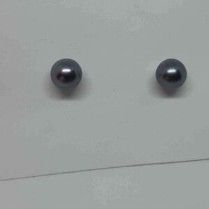 Genuine Grey Pearl Stud Earrings